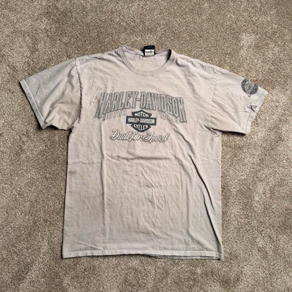 PALE GREY HARLEY DAVIDSON "BUILT FOR SPEED" GRAPHIC TEE